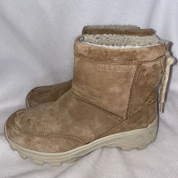 Merrell Winter Pull On Womens Boots Brown Insulated Suede 9 W Outdoor J005118 - Picture 1 of 6
